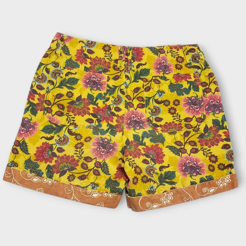 Sundance Sumi Short Yellow‎ Floral Linen Blend Womens Size 10 Boho Festival
